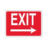 EXIT Right Arrow (White Text on Red) 10"x14" Sign